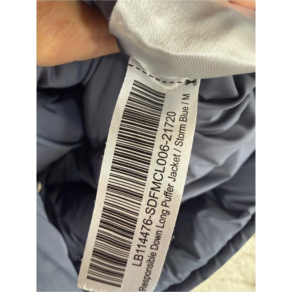 New Quince Responsible Down Long Puffer Coat Women Medium Storm Blue Hooded NWT - Picture 9 of 10